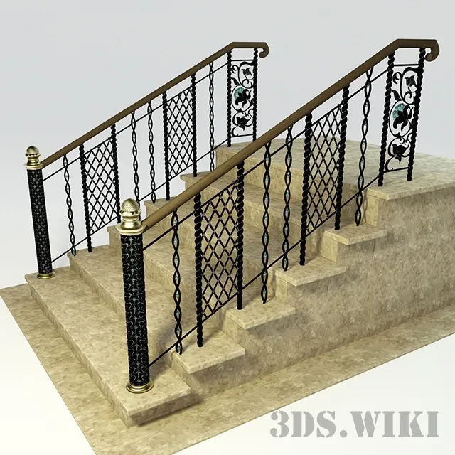 other-models - Forged staircase in Russian style 3D Model