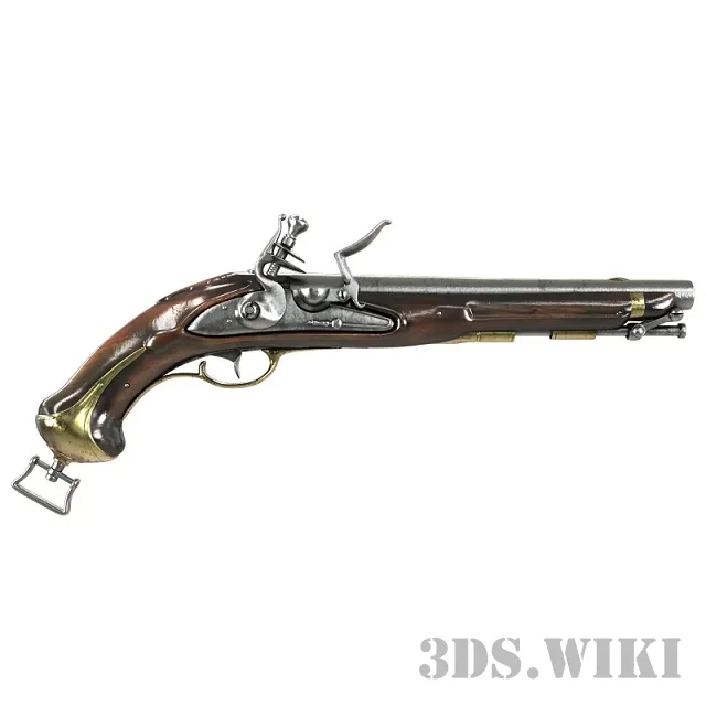 other-models - French antique pistol Flintlock 3D Model