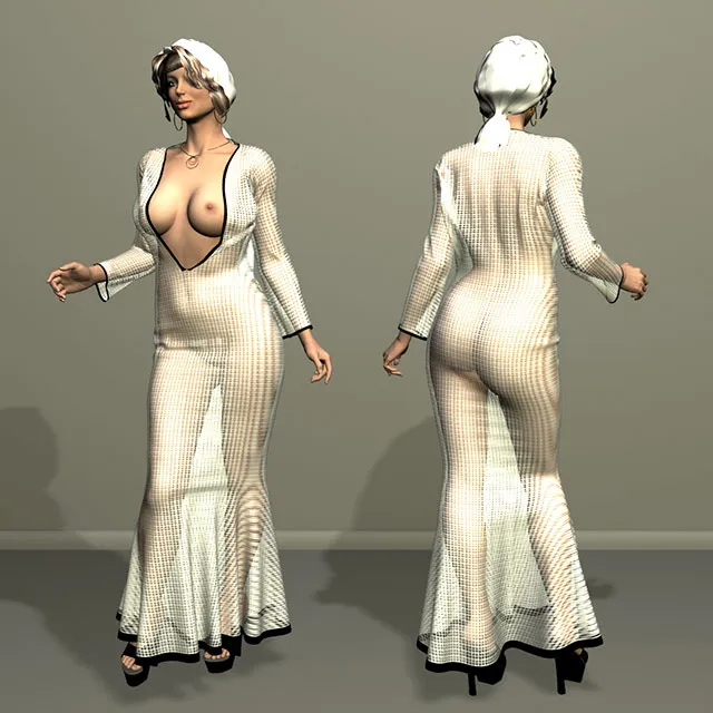 other-models - Girl in a transparent dress 3D Model