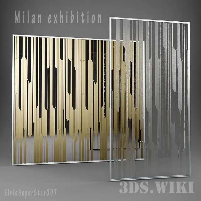 other-models - Glass doors with stained glass Milan Exhibition 3D Model