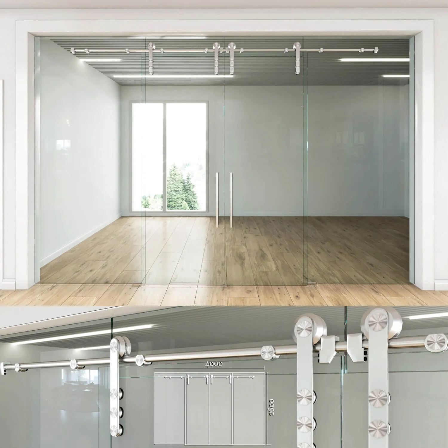 other-models - Glass partition with sliding doors - 4 3D Model