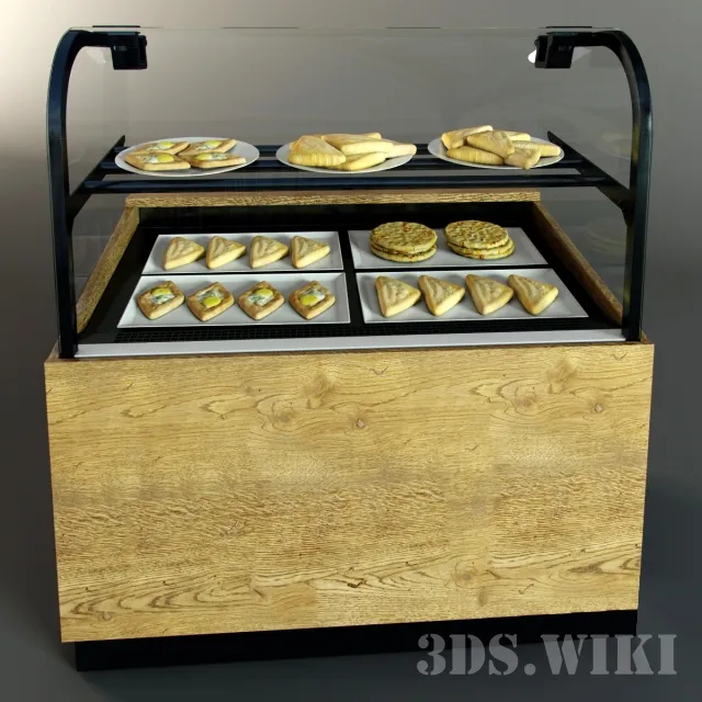 other-models - Heated showcase with three types of khachapuri 3D Model