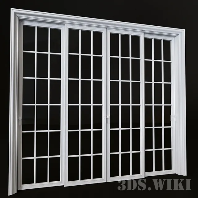 other-models - Large classic door with windows 3D Model