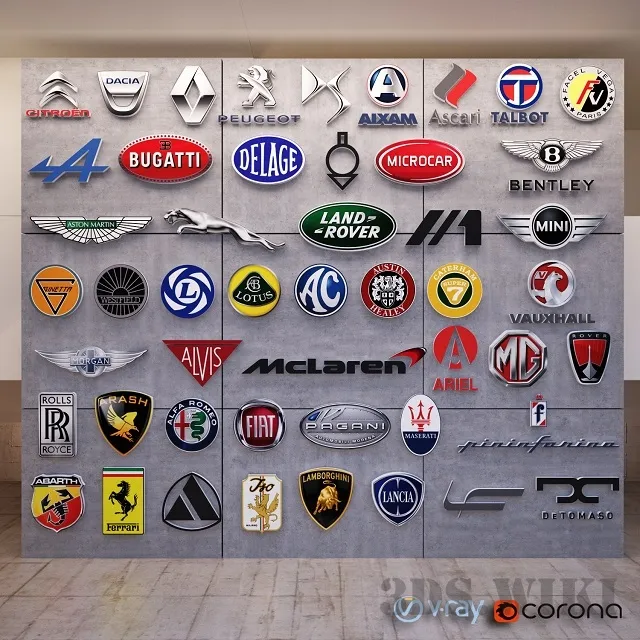 other-models - Lightboxes of popular car manufacturers in the UK France and Italy 3D Model