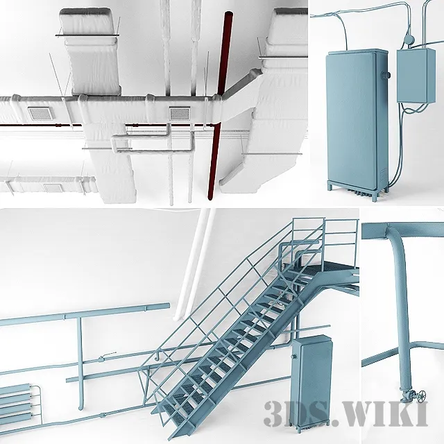 other-models - Loft set (ventilation wires stairs heating) 3D Model
