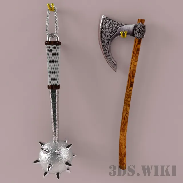 other-models - Mace and ax wall decor 3D Model