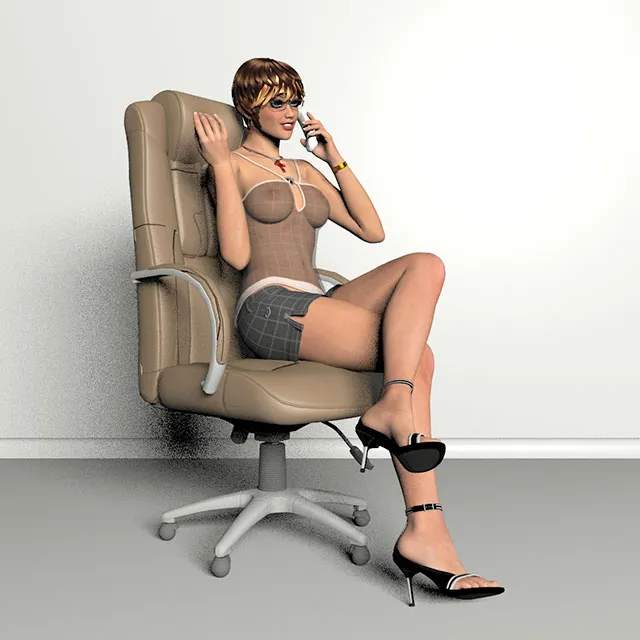 other-models - Office girl with phone 3D Model