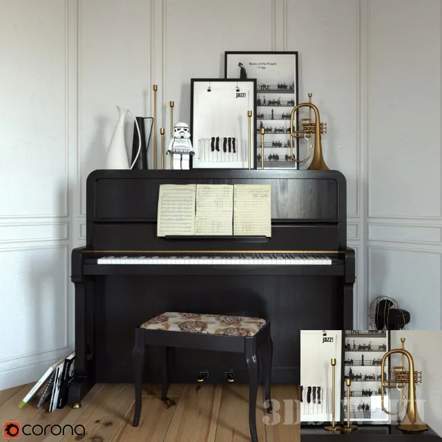 other-models - Piano and Flugelhorn 3D Model