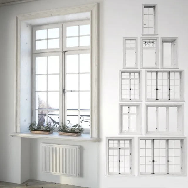 other-models - Set classical windows with decor 5 3D Model