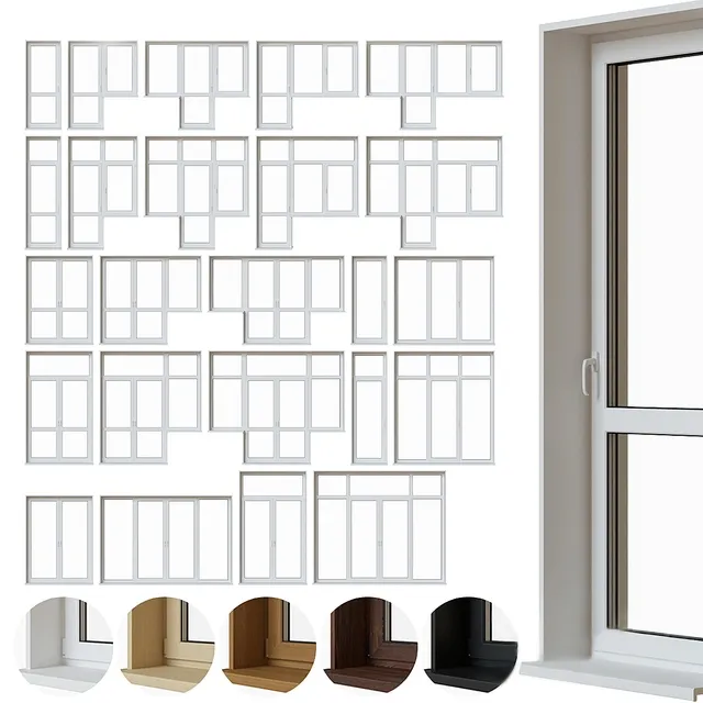 other-models - Set of plastic balcony doors 3D Model