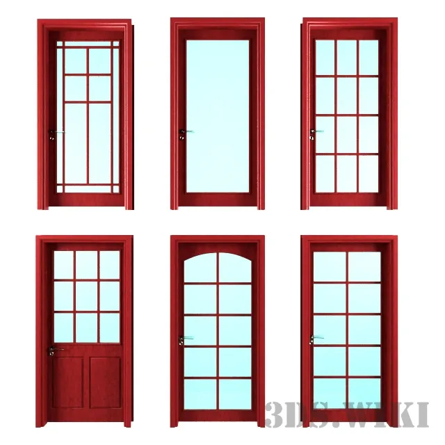 other-models - Set of wooden doors with windows 3D Model