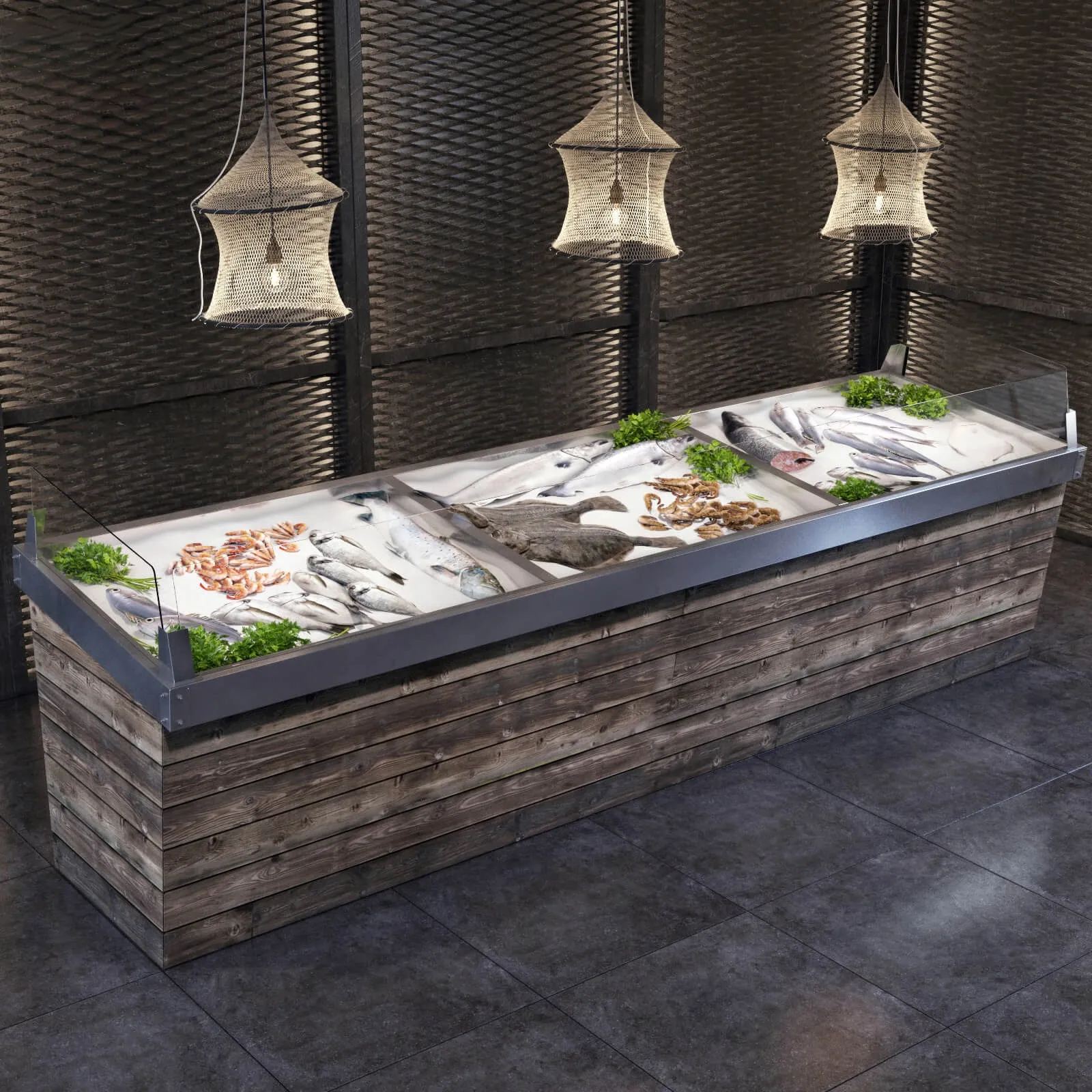 other-models - Showcase with fish and seafood 3D Model