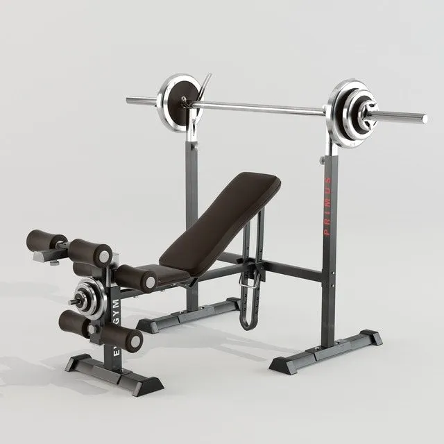 other-models - Simulator with power bench and barbell 3D Model