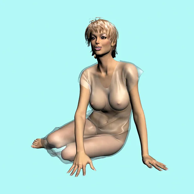 other-models - Sitting naked girl 3D Model
