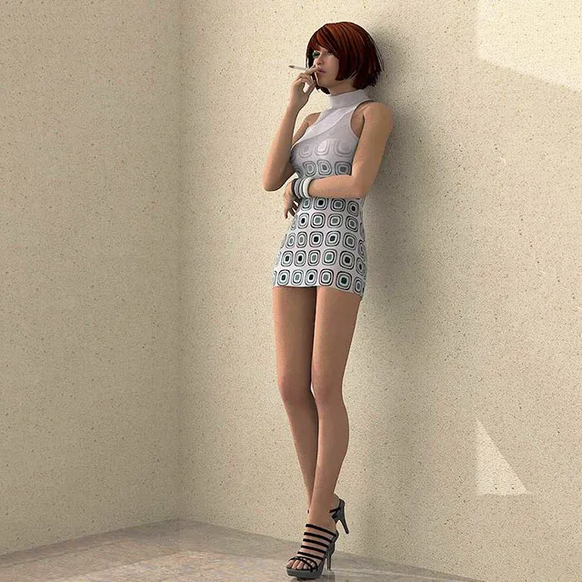 other-models - Smoking girl 3D Model