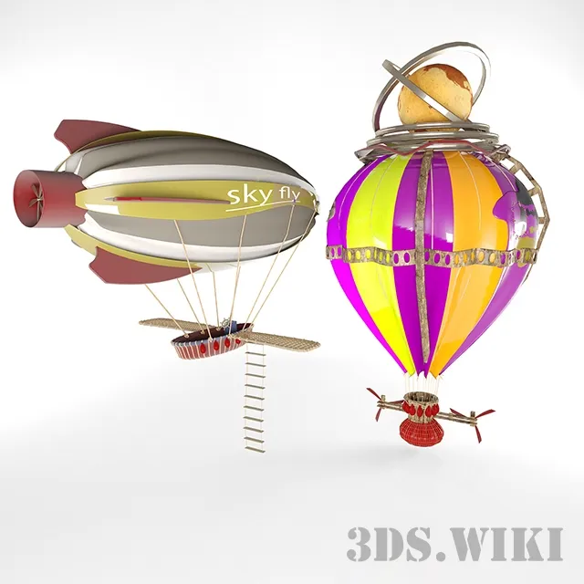 other-models - Thermal airship and hot air balloon 3D Model