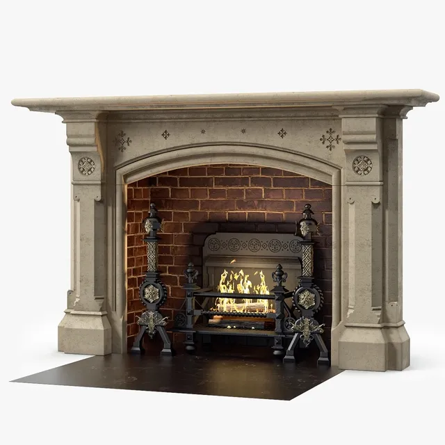 other-models - Westland London a large Yorkstone Gothic style Antique Fireplace stock No 14223 3D Model