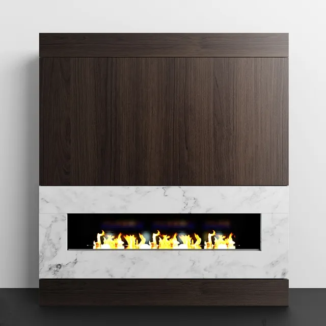 other-models - Wood & Marble fireplace 3D Model