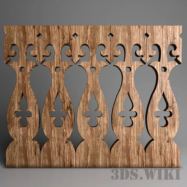 other-models - Wooden railing 3D Model