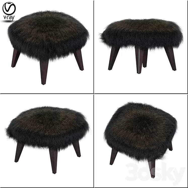 OTTO TIBETAN FUR CUBE OTTOMAN 3D Model