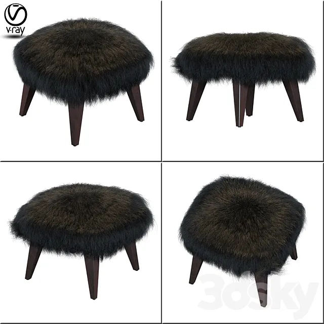 OTTO TIBETAN FUR CUBE OTTOMAN 3D Model