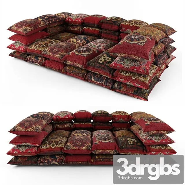 Ottoman from pillows 2 3D Model Free