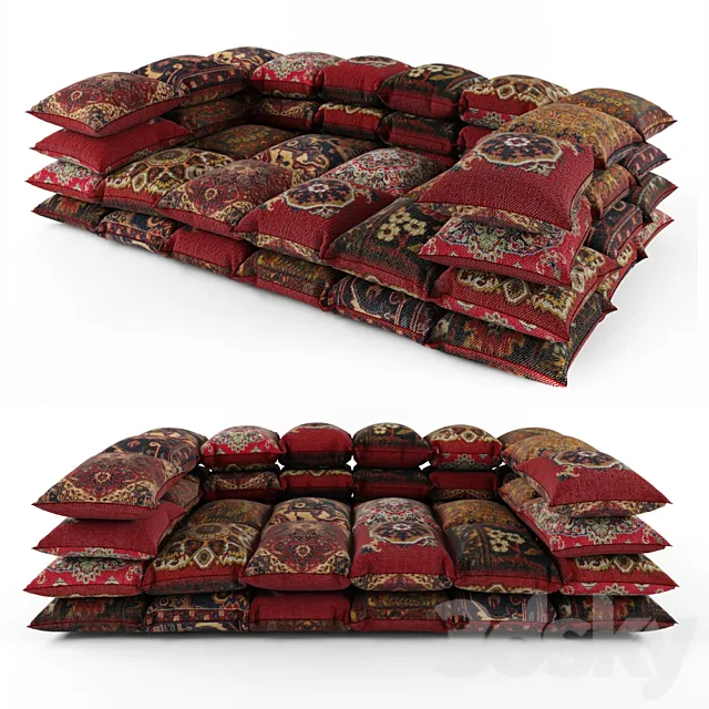 Ottoman from pillows 3D Model