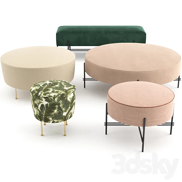 Ottomans and Poufs by GUBI 3D Model