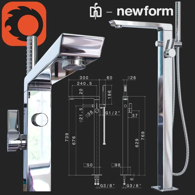 Outdoor bath mixer Newform Pura Libera 3D Model