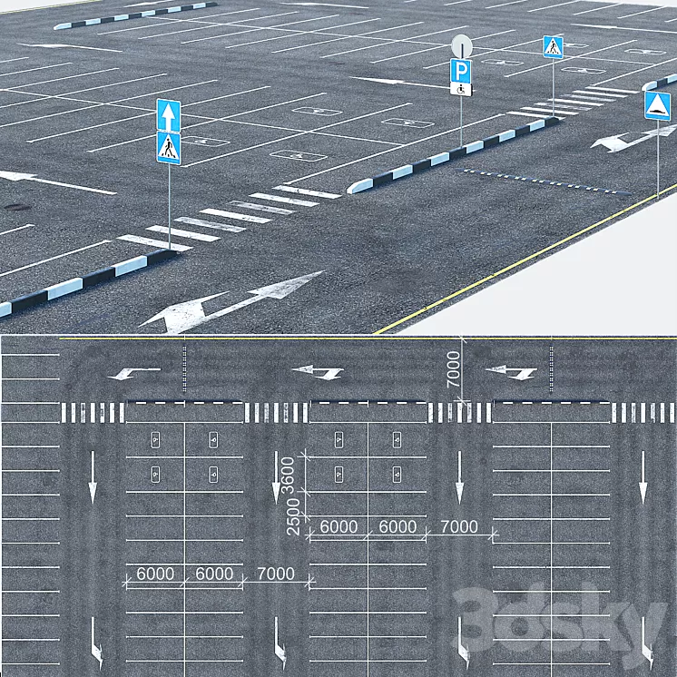 Outdoor car park 3D Model