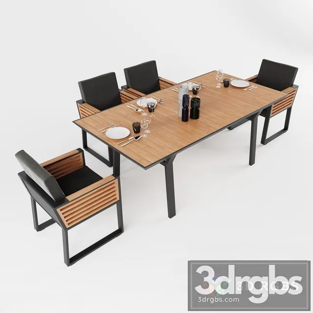 Outdoor Dining Set 3D Model Free
