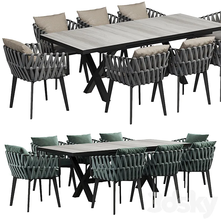 Outdoor dining table 3D Model Free