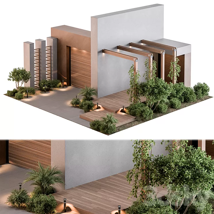 Outdoor Entrance and Fence 12 3D Model Free Download