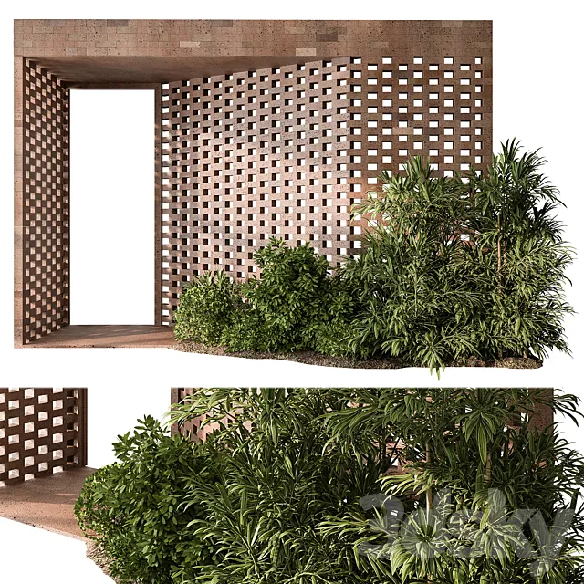 Outdoor Entrance Parametric Brick Wall - Architecture Element 54 3D Model