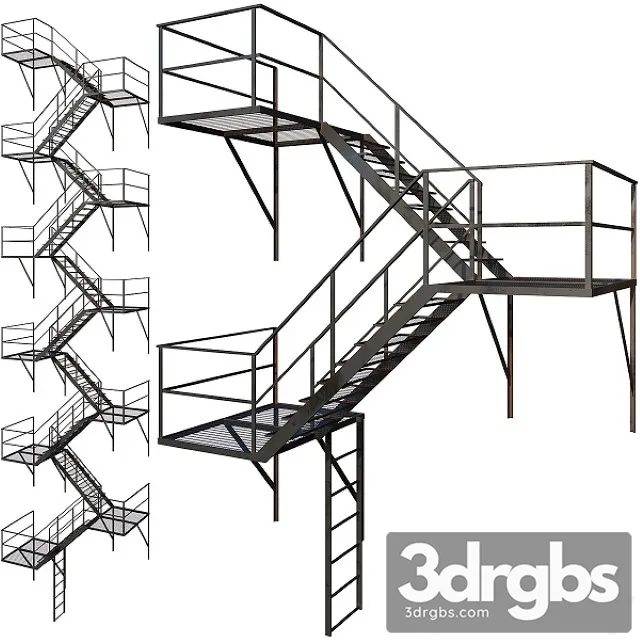 Outdoor Fire Ladder Low Poly 3D Model Free
