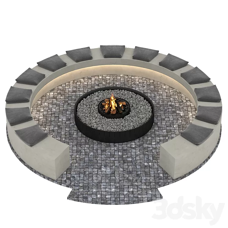 Outdoor Fireplace 3D Model