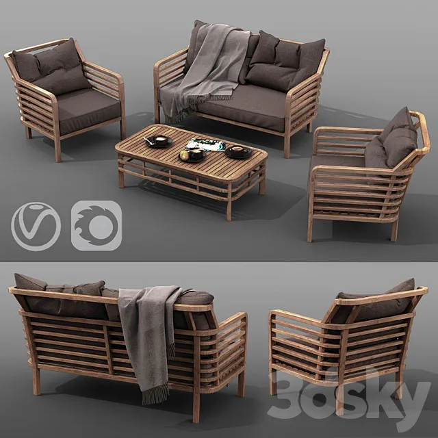 outdoor furniture set AZZURA Colorado Lounge Set 3D Model