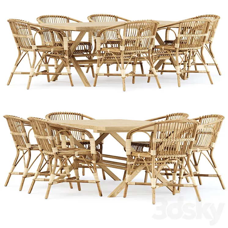 Outdoor garden furniture set_v02 / Garden furniture set 3D Model Free
