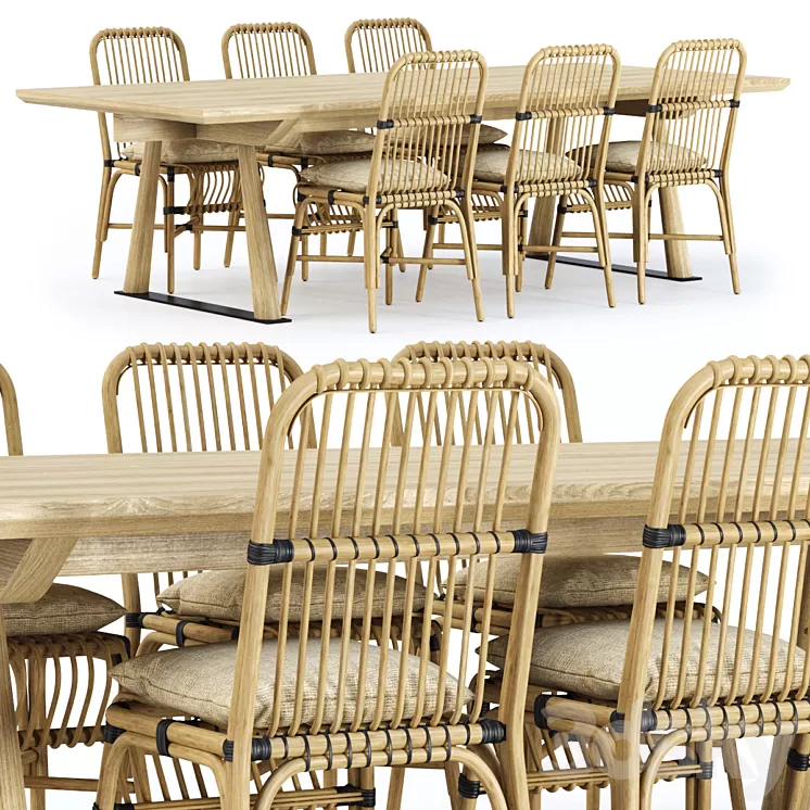 Outdoor garden furniture set_v03 / Garden furniture set 3D Model Free