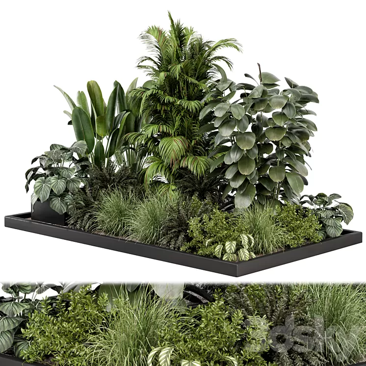 Outdoor Garden Set Bush and Tree – Garden Set 1030 3D Model Free Download