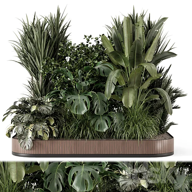 Outdoor Garden Set Bush and Tree - Garden Set 1697 3D Model