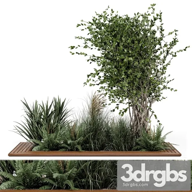 Outdoor Garden Set Bush And Tree Garden Set 361 3D Model Free