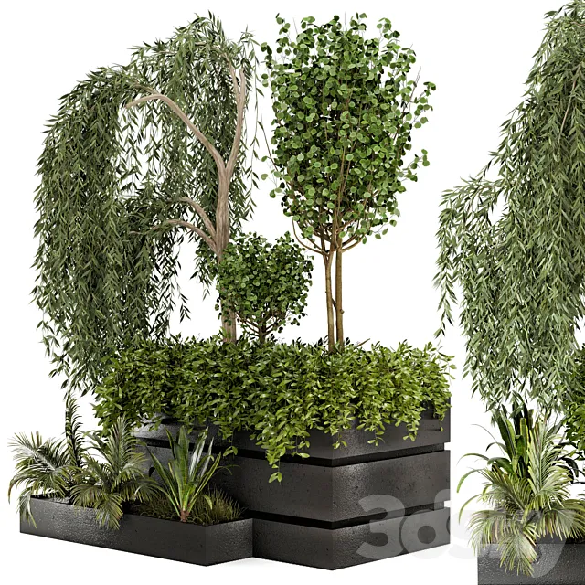 Outdoor Garden set bush and Tree - Garden Set 48 3DModel