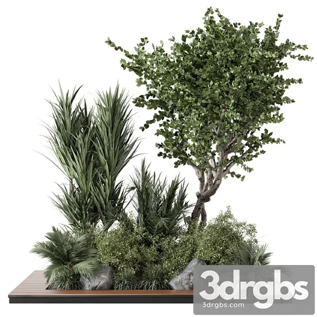 Outdoor Garden Set Bush and Tree Garden Set 499 3D Model Free