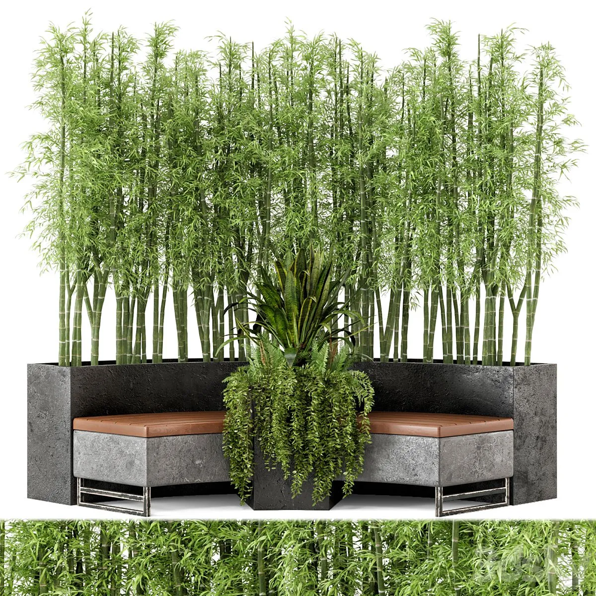 Outdoor Garden Set Bush And Tree Garden Set 68 3D Model