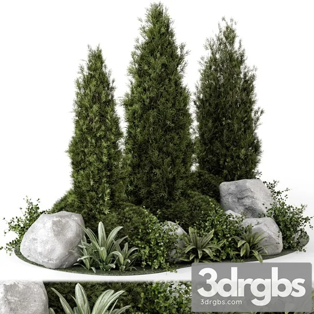Outdoor Garden Set Bush And Tree Garden Set 846 3D Model Free