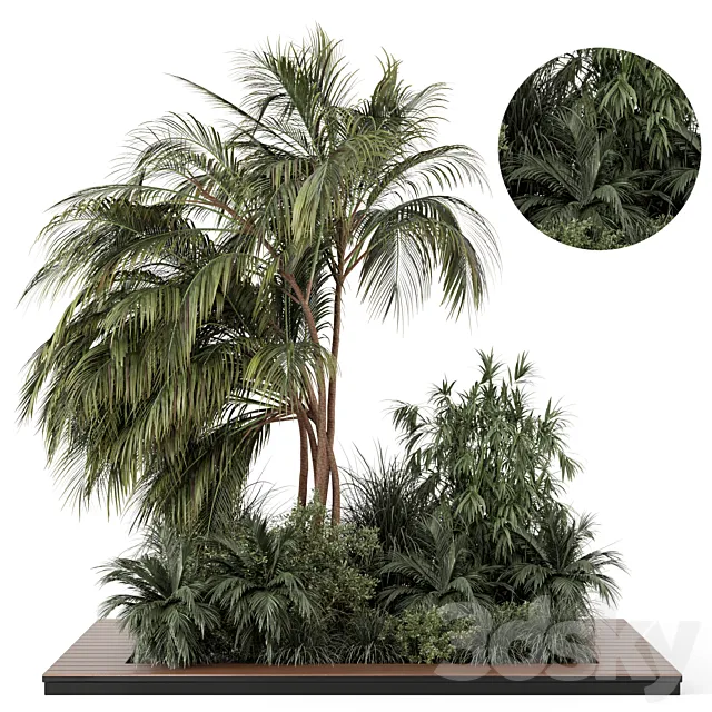 Outdoor Garden set bush and Tree - Garden Set 944 3DModel