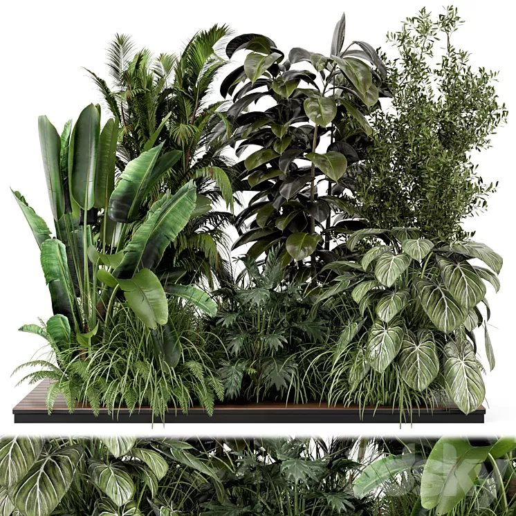 Outdoor Garden Set Bush and Tree - Garden Set 999 3D Model Free