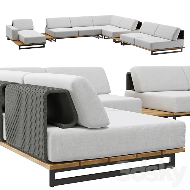 Outdoor garden wicker modular sofa Skyline design ona 3D Model