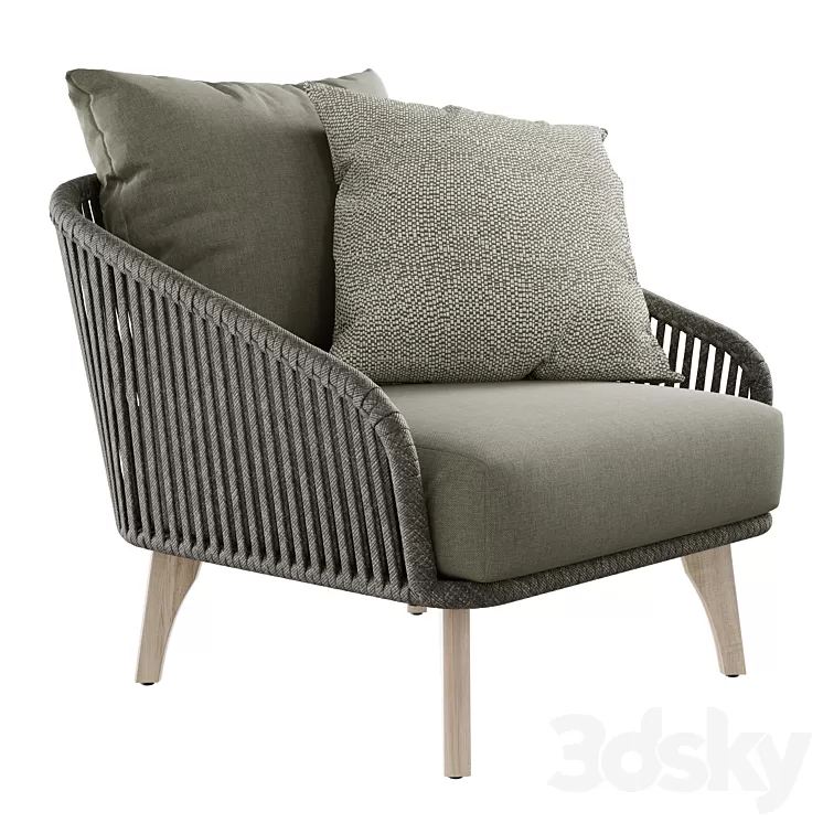 Outdoor garden wicker woven armchair 4so Santander chair 3D Model